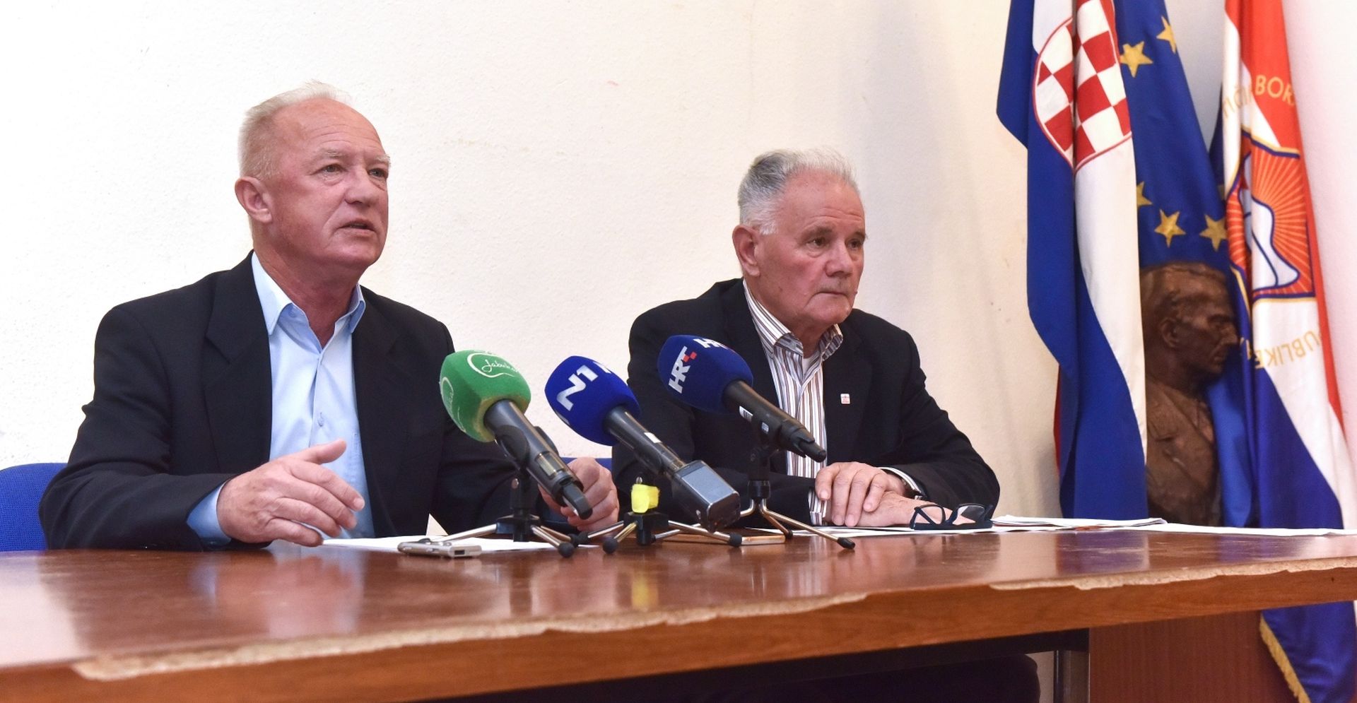 06.05.2019., Zagreb - U zgradi SABA RH odrzana je  konferencija za medije na kojoj je predstavljen program obiljezavanja 74. obljetnice oslobodjenja grada Zagreba. Program su predstavilii predsjednik Saveza antifasistickih boraca (SABA) Republike Hrvatske Franjo Habulin i  predsjednik Zajednice udruga antifasistickih boraca (ZUAB) Petar Rajic. Photo: Davorin Visnjic/PIXSELL