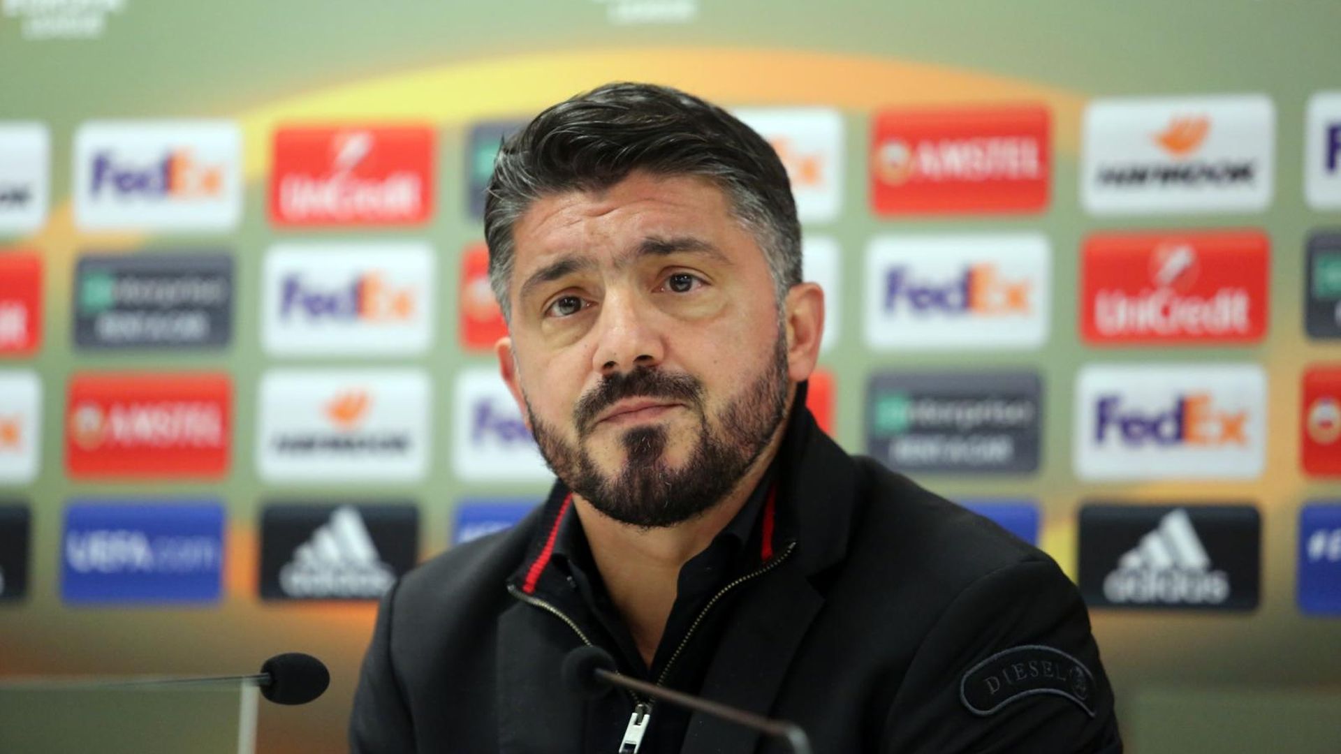 07.12.2017., stadion HNK Rijeka, Rijeka - UEFA Europska liga, skupina D, 6. kolo, HNK Rijeka - AC Milan. Trener Gennaro Gattuso na konferenciji za medije.
Photo: Goran Kovacic/PIXSELL