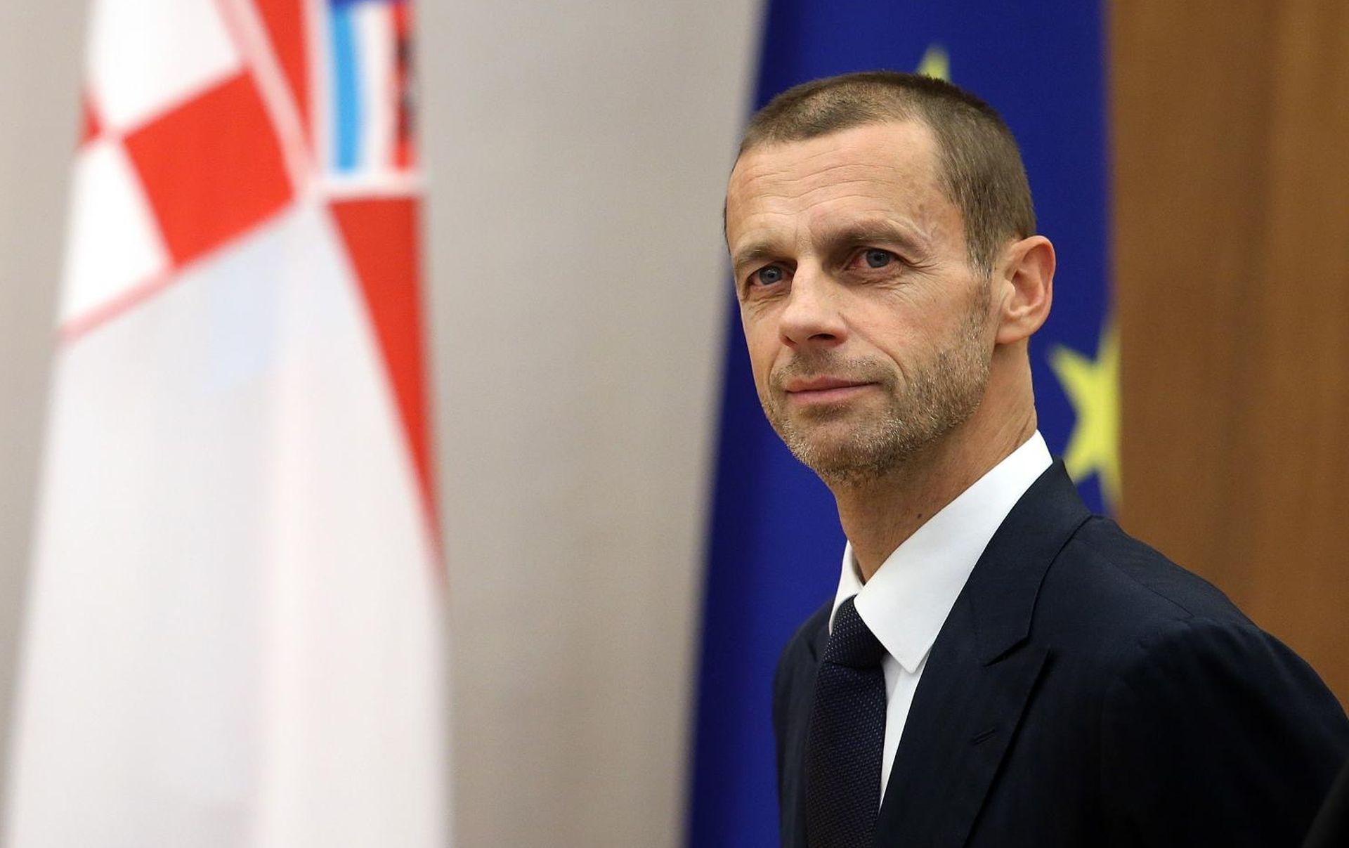 20.12.2016., Zagreb - Predsjednica Republike Hrvatske Kolinda Grabar-Kitarovic primila je predsjednika UEFA-e Aleksandera Ceferina u pratnji predsjednika HNS-a Davora Sukera. 
Photo: Goran Stanzl/PIXSELL