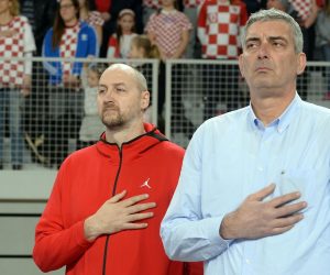 Druga kvalifikacijska utakmica za SP u košarci, Hrvatska - Poljska 22.02.2019., Arena Varazdin, Varazdin - Druga kvalifikacijska utakmica za Svjetsko kosarkasko prvenstvo u Kini 2019, 11. kolo, skupina J, Hrvatska - Poljska. Dino Radja, Stojko Vrankovic
Photo: Vjeran Zganec Rogulja/PIXSELL