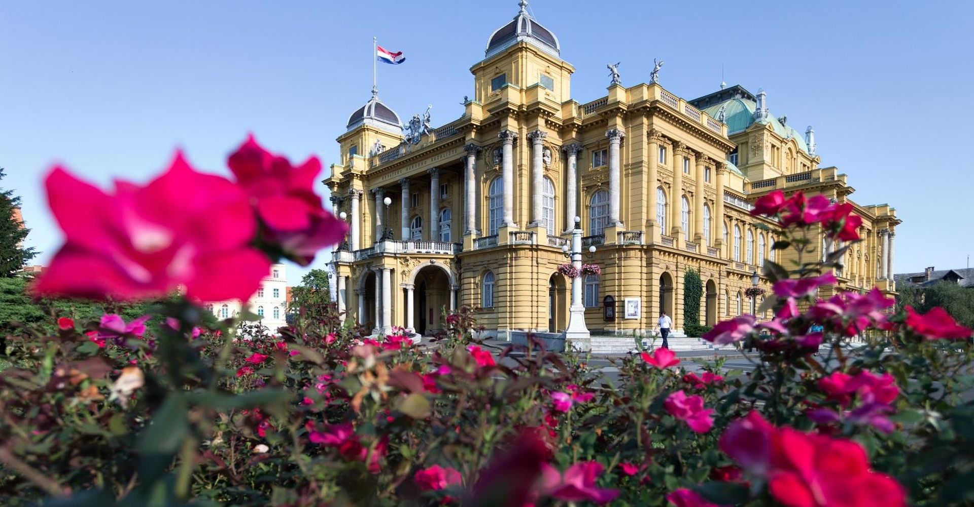 23.07.2014., Zagreb -  Zgrada Hrvatskog narodnog kazalista na Trgu marsala Tita obasjana ljetnim suncem. Photo: Davor Puklavec/PIXSELL