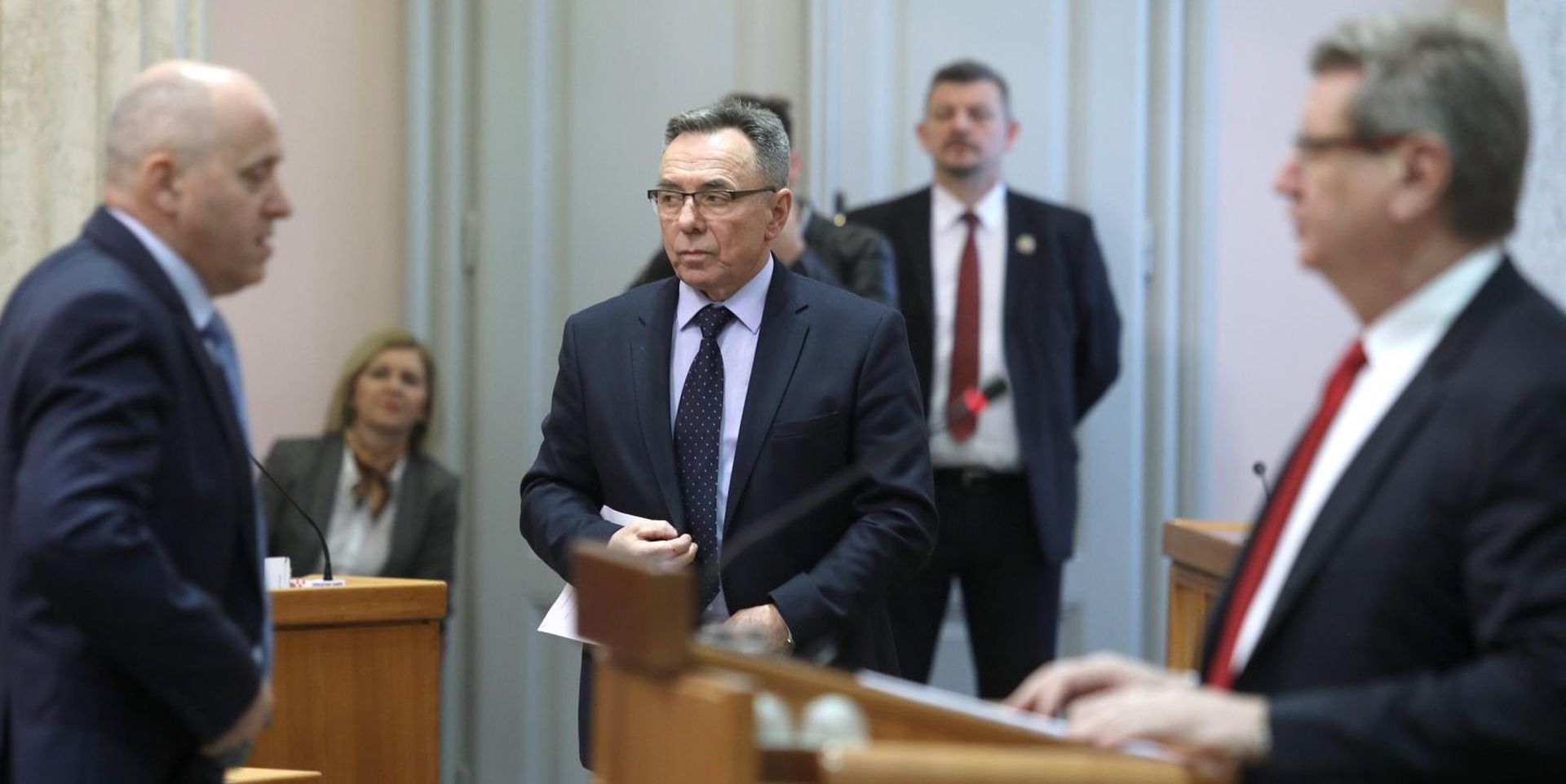 27.03.2019., Zagreb - Nakon proslotjedne burne rasprave, u nastavku 11. sjednice Sabora pred zastupnicima su brojne tocke dnevnog reda medju kojima su i konacne izmjene Zakona o sprjecavanju pranja novca i financiranja terorizma. Milorad Batinic.
Photo: Patrik Macek/PIXSELL