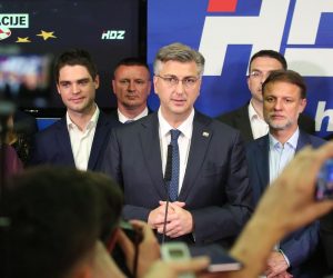 26.05.2019. , Zagreb -  Docek izbornih rezultata u sredisnjici HDZ-a na Trgu zrtava fasizma. Andrej Plenkovic. Photo: Marko Prpic/PIXSELL