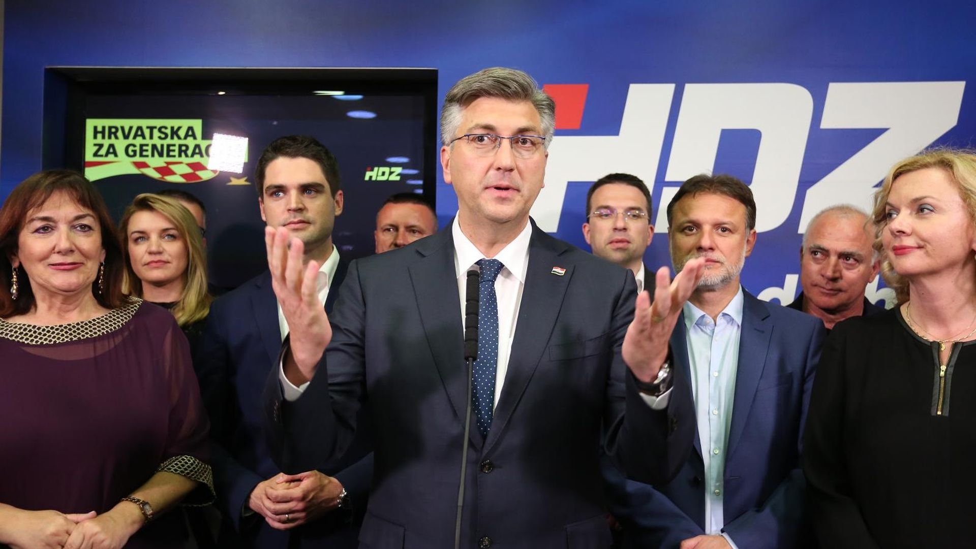 26.05.2019. , Zagreb -  Docek izbornih rezultata u sredisnjici HDZ-a na Trgu zrtava fasizma. Andrej Plenkovic. Photo: Marko Prpic/PIXSELL