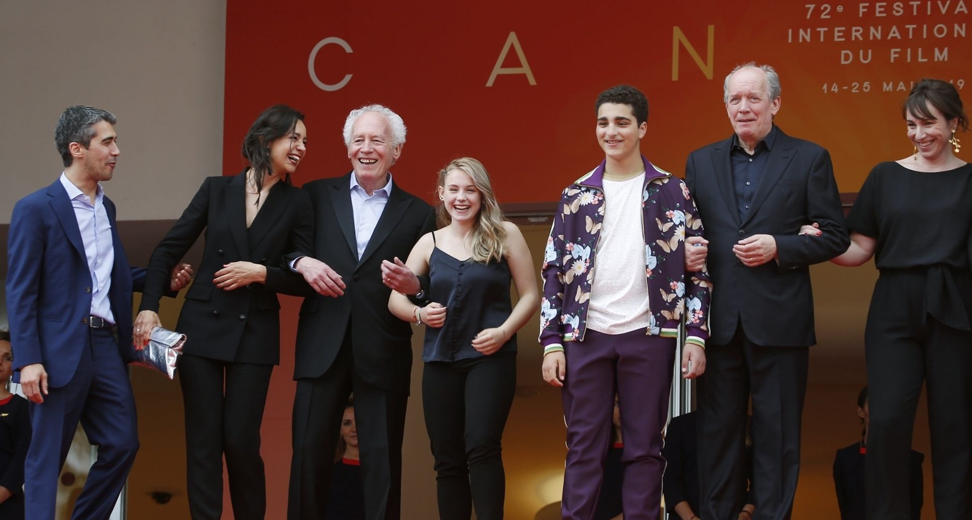 72nd Cannes Film Festival - Screening of the film "Le jeune Ahmed" (Young Ahmed) in competition - Red Carpet Arrivals 72nd Cannes Film Festival - Screening of the film "Le jeune Ahmed" (Young Ahmed) in competition - Red Carpet Arrivals - Cannes, France, May 20, 2019. Directors Jean-Pierre Dardenne and Luc Dardenne with cast members Othmane Moumen, Myriem Akheddiou, Victoria Bluck, Idir Ben Addi and Claire Bodson. REUTERS/Stephane Mahe STEPHANE MAHE
