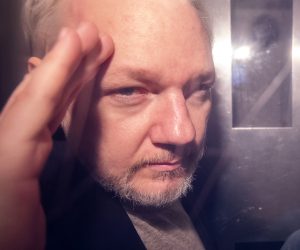 epa07566262 (FILE) - Wikileaks co-founder Julian Assange, in a prison van, as he leaves Southwark Crown Court in London, Britain, 01 May 2019, reissued 13 May 2019. Media reports on 13 May 2019 state that Swedish prosecutors are to announce whether they are reopening an inquiry into a rape allegation against Julian Assange at the request of the alleged victim's lawyer.  EPA/FACUNDO ARRIZABALAGA