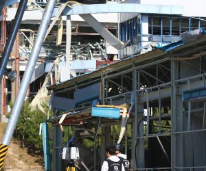 epa07596237 Police investigators examine the site of an explosion at Gangwon Technopark, an industrial complex in Gangneung, 240 kilometers east of Seoul, South Korea, 24 May 2019, one day after the explosion of a hydrogen tank left two people dead and six others injured.  EPA/YONHAP SOUTH KOREA OUT