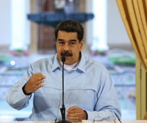 epa07616636 A handout photo made available by Miraflores' Press Office shows Venezuelan President Nicolas Maduro as he speaks during a mandatory radio and TV broadcast in Caracas, Venezuela, 31 May 2019.  EPA/MIRAFLORES PRESS OFFICE/JHONN ZERPA HANDOUT  HANDOUT EDITORIAL USE ONLY/NO SALES