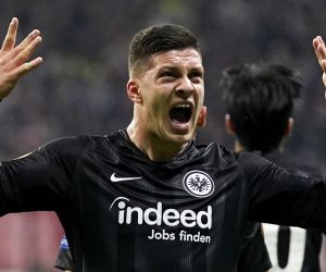 epa07624398 (FILE) - Frankfurt's Luka Jovic celebrates after scoring the opening goal during the UEFA Europa League semi final, first leg soccer match between Eintracht Frankfurt and Chelsea FC in Frankfurt, Germany, 02 May 2019 (re-issued 04 June 2019). Serbian forward Luka Jovic joins Spanish La Liga side Real Madrid for a transfer fee of reported 70 million euro, the German Bundesliga soccer club Eintracht Frankfurt confirmed on 04 June 2019. Jovic signed a six-year contract with Real Madrid.  EPA/RONALD WITTEK *** Local Caption *** 55164094