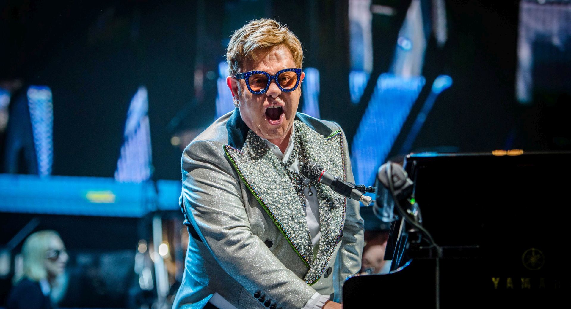 epa07635687 British singer-sonwriter Elton John performs on stage at the Ziggo Dome in Amsterdam, the Netherlands, 08 June 2019, as part of his 'Farewell Yellow Brick Road' Tour.  EPA/FERRY DAMMAN