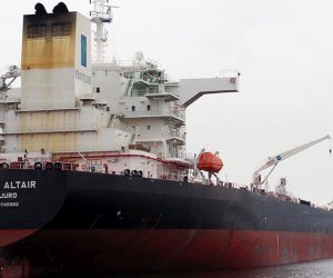 epa07645033 A picture provided by Artjom Lofitski shows the Norwegian crude oil tanker Front Altair at the port of Muuga, Estonia, 29 April 2018 (issued 13 June 2019). According to the Norwegian Maritime Authority, the Front Altair is currently on fire in the Gulf of Oman after allegedly being attacked and in the early morning of 13 June between the UAE and Iran.  EPA/ARTJOM LOFITSKI / MARINETRAFFIC.COM MANDATROY CREDIT: ARTJOM LOFITSKI HANDOUT EDITORIAL USE ONLY/NO SALES