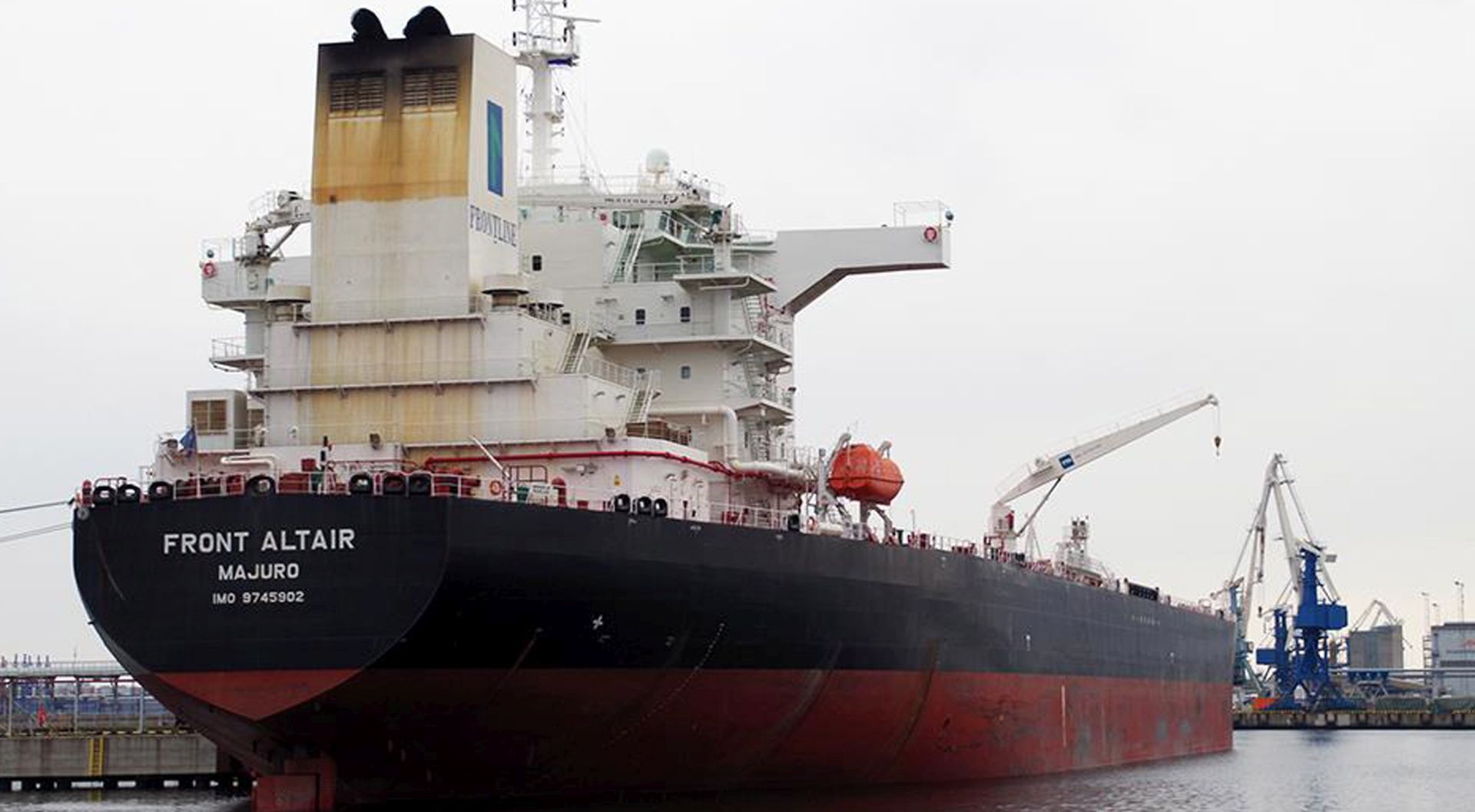 epa07645033 A picture provided by Artjom Lofitski shows the Norwegian crude oil tanker Front Altair at the port of Muuga, Estonia, 29 April 2018 (issued 13 June 2019). According to the Norwegian Maritime Authority, the Front Altair is currently on fire in the Gulf of Oman after allegedly being attacked and in the early morning of 13 June between the UAE and Iran.  EPA/ARTJOM LOFITSKI / MARINETRAFFIC.COM MANDATROY CREDIT: ARTJOM LOFITSKI HANDOUT EDITORIAL USE ONLY/NO SALES