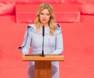 epa07649849 New Slovak President Zuzana Caputova delivers a speech during her inauguration ceremony in Bratislava, Slovakia, 15 June 2019. Caputova is Slovak first female president elected by citizens in March 2019.  EPA/JAKUB GAVLAK