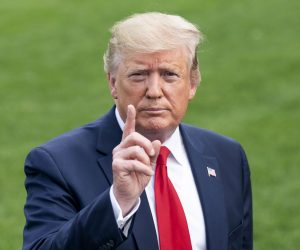 epa07656707 US President Donald J. Trump speaks to the media as he departs the White House for a campaign event in Florida in Washington, DC, USA, 18 June 2019. President Trump is travelling to Orlando to launch his 2020 re-election campaign. Prior to leaving the White House, the President spoke about Patrick Shanahan, who withdrew from consideration to be Trump's permanent defense secretary. He also spoke about tariffs, immigration, and growing tensions with Iran.  EPA/JIM LO SCALZO