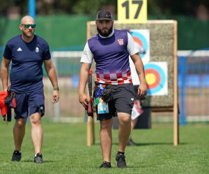 Minsk, 21.06.2019 - Hrvatska strelièar Mario Vavro tijekom natjecanja u strelièarstvu, zakrivljeni (olimpijski) luk na 2. Europskim igrama Minsk 2019.
foto HINA/ Damir SENÈAR/ ds