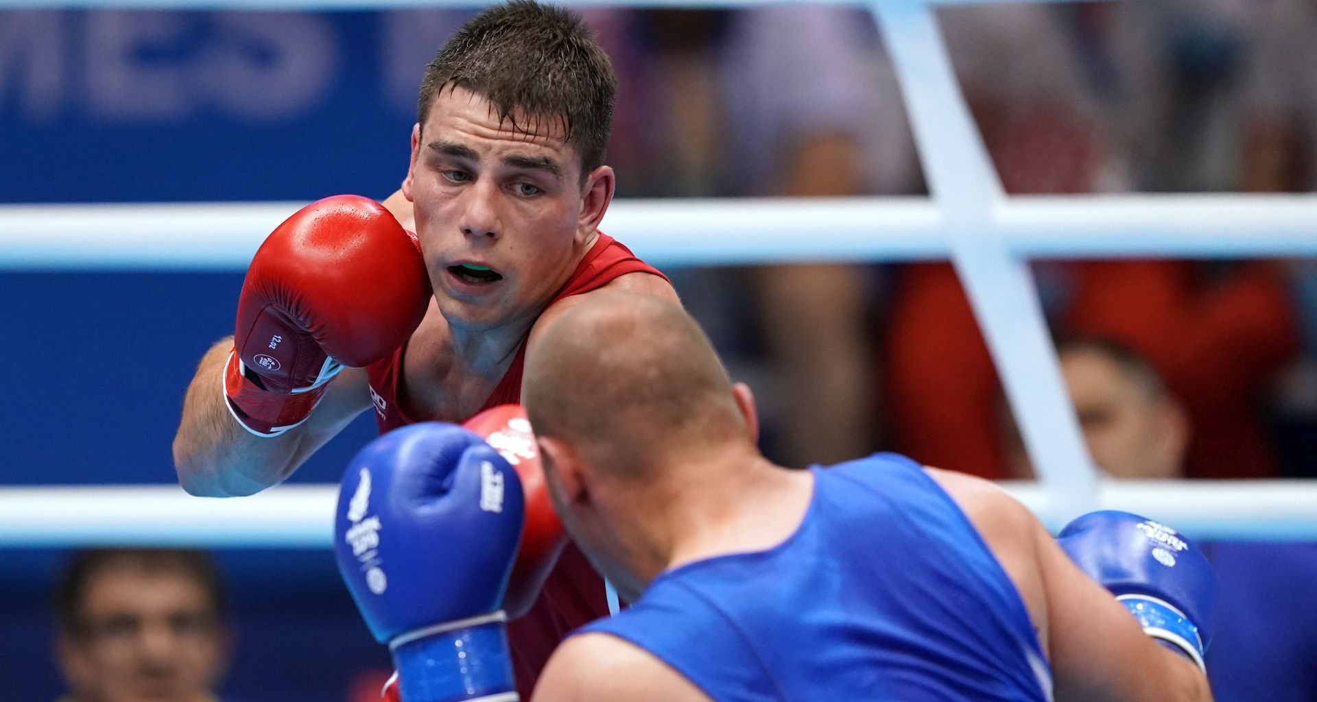 Minsk, 21.06.2019 - Hrvatski boksaè Toni Filip tijekom boksaèkog meèa u kategoriji do 91 kilogram protiv Demala Bonjaka iz Bosne i Hercegovine.
foto HINA/ Damir SENÈAR/ ds