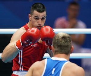 Minsk, 21.06.2019 - Hrvatski boksaè Marko Milun tijekom boksaèkog meèa u kategoriji preko 91 kilogram protiv Clemente Russoa iz Italije.
foto HINA/ Damir SENÈAR/ ds