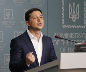epa07677692 Ukrainian President Volodymyr Zelensky speaks during his press conference in Kiev, Ukraine, 27 June 2019. Ukrainian President Volodymyr Zelensky urged Russian President Vladimir Putin to release 24 Ukrainian sailors seized in November 2018 near the Kerch Strait.  EPA/STEPAN FRANKO