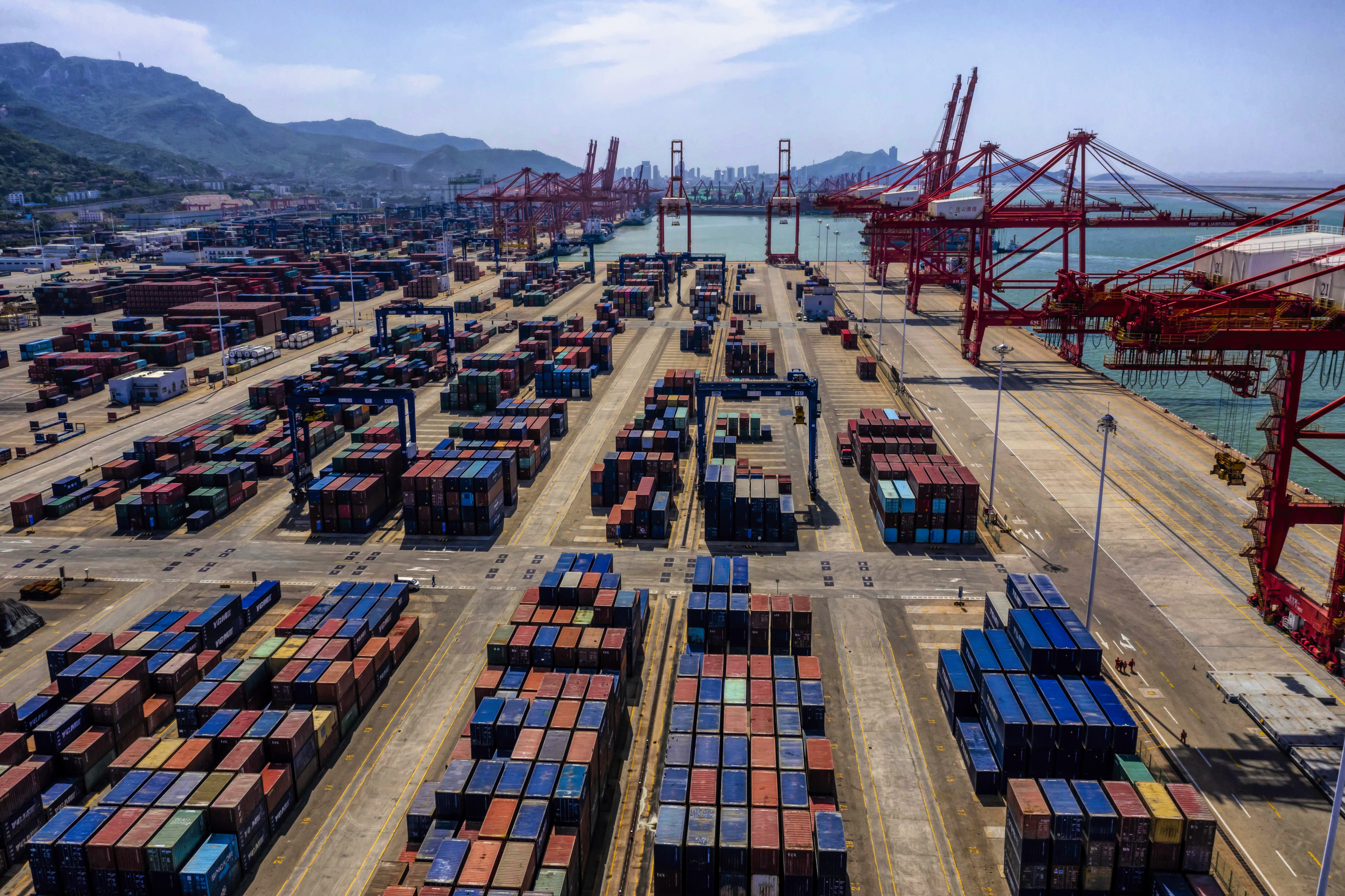 epa07681959 An aerial view of the port and logistics hub in Lianyungang, Jiangsu Province, China, 20 May 2019, issued 29 June 2019. Media reports on 29 June 2019 state that US President Donald J. Trump and Chinese President Xi Jinping reached an agreement on the sidelines of the G20 summit in Japan to resume trade negotiations. Trump said the US would not impose further tariffs in a trade war stating, 'trade talks back on track.'  EPA/ALEKSANDAR PLAVEVSKI