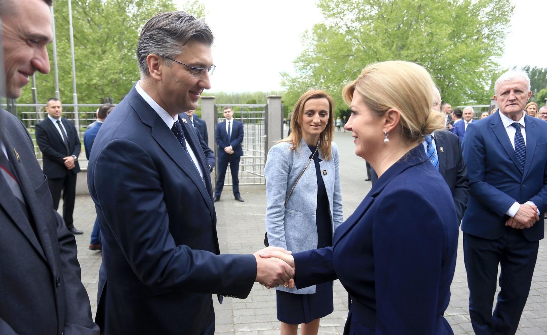 03.05.2019., Vukovar - Na Memorijalnom groblju odala se pocast poginulim nestalim, ubijenim i umrlim hrvatskim braniteljima Vukovara u Domovinskom ratu. Predsjednik Vlade Andrej Plenkovic, predsjednica Kolinda Grabar-Kitarovic, Marijana Balic. Photo: Davor Javorovic/PIXSELL