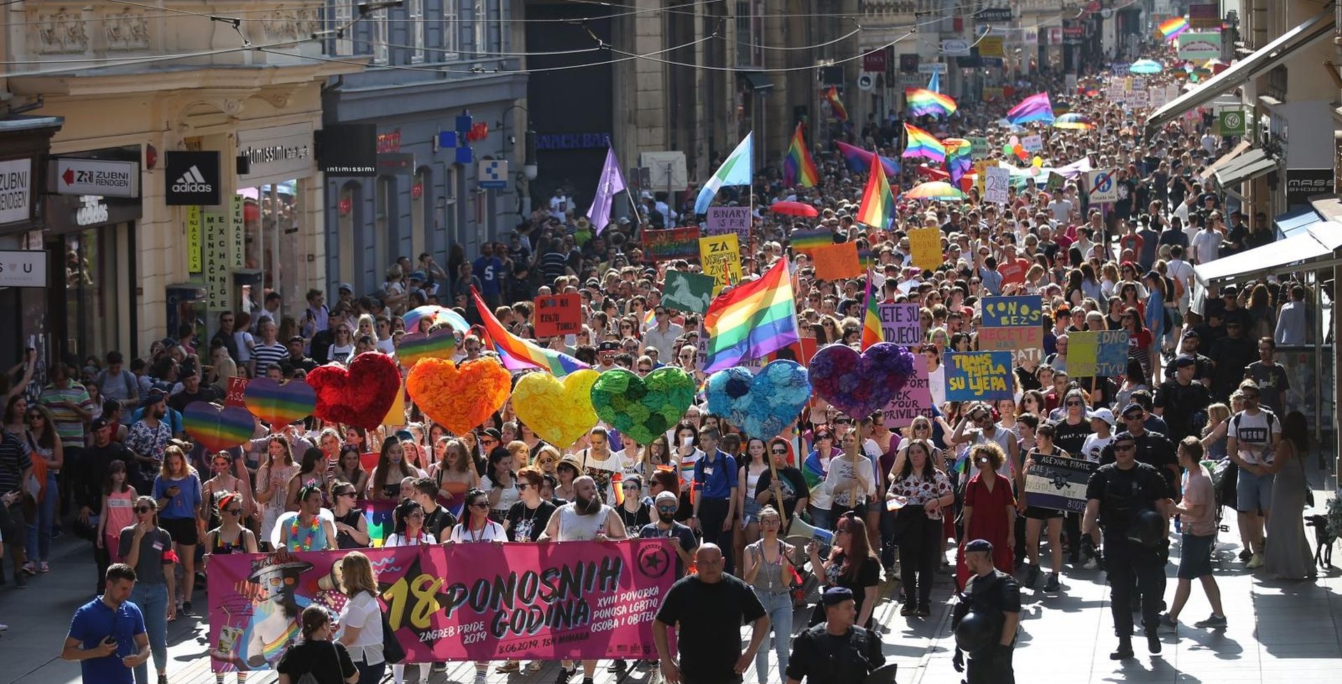 08.06.2019., Zagreb - 18. Povorka ponosa LGBTIQ osoba i obitelji Zagreb Pride 2019. pod sloganom "Osamnaest ponosnih godina". Photo: Slavko Midzor/PIXSELL