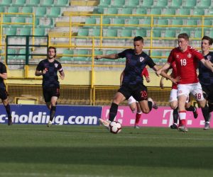 12.06.2019. , Pula - Stadion Aldo Drosina. Prijateljska medjunarodna nogometna utakmica U-21, Hrvatska-Danska.Nikola Moro, Andreas Poulsen, Andreas Olsen
Photo: Goran Kovacic/PIXSELL