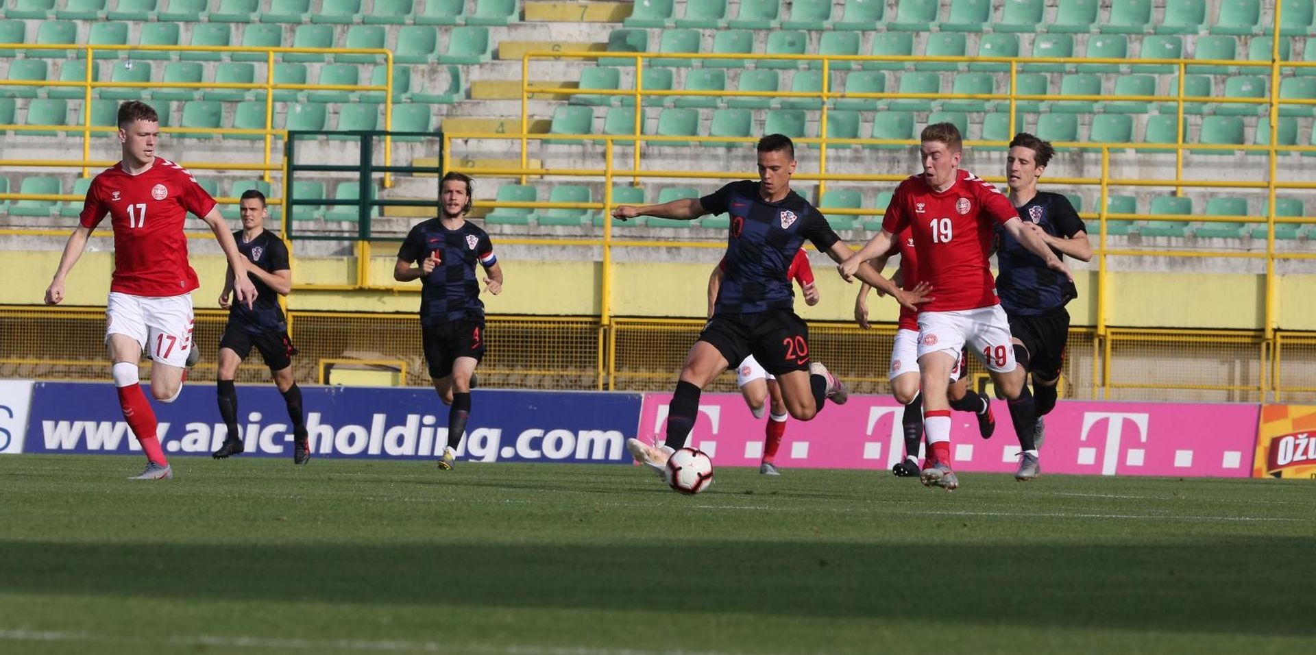 12.06.2019. , Pula - Stadion Aldo Drosina. Prijateljska medjunarodna nogometna utakmica U-21, Hrvatska-Danska.Nikola Moro, Andreas Poulsen, Andreas Olsen
Photo: Goran Kovacic/PIXSELL
