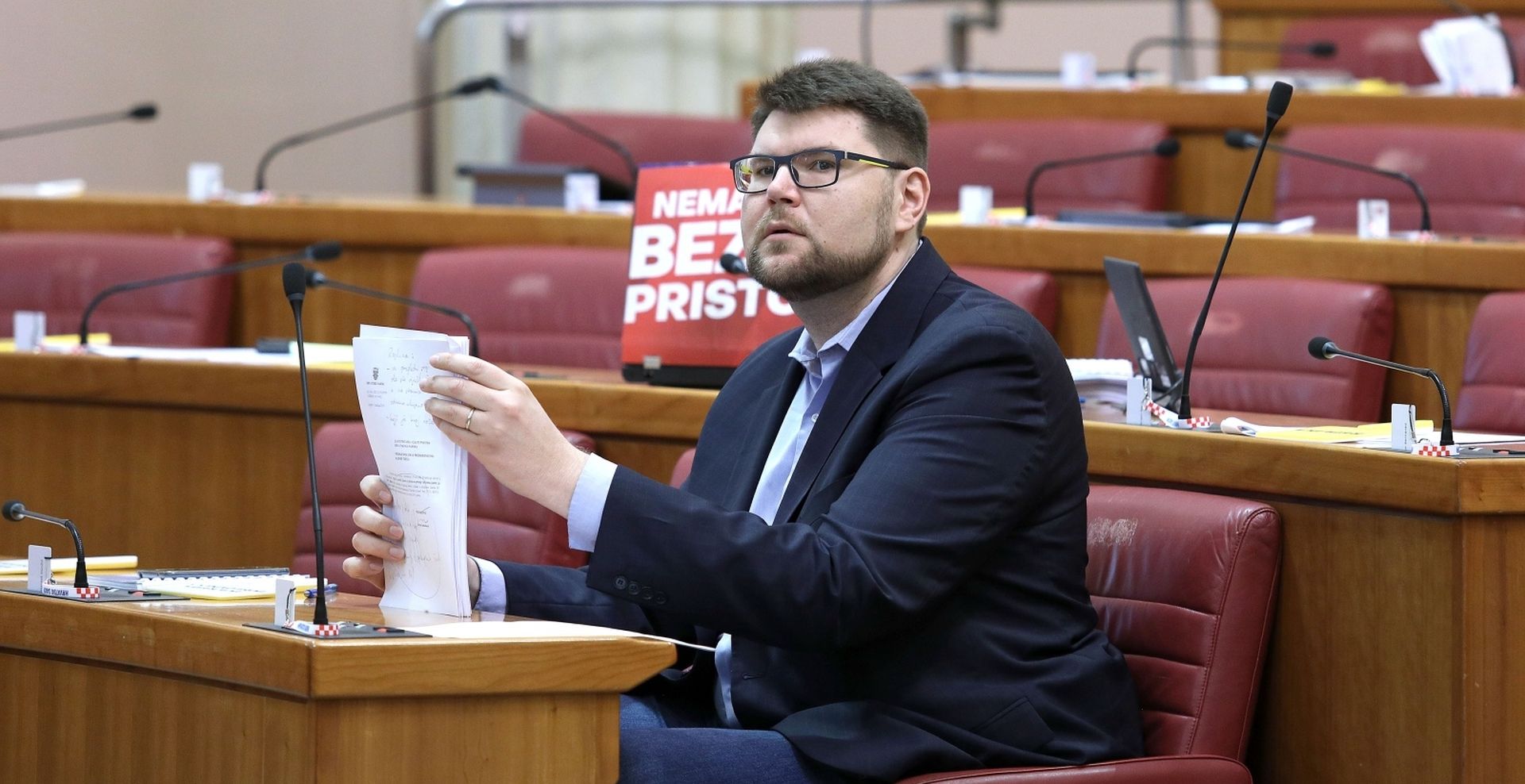 13.06.2019., Zagreb - Sabor je 12. sjednicu nastavio raspravom o izmjenama i dopunama Zakona o medjunarodnim mjerama ogranicavanja. Pedja Grbin Photo: Patrik Macek/PIXSELL