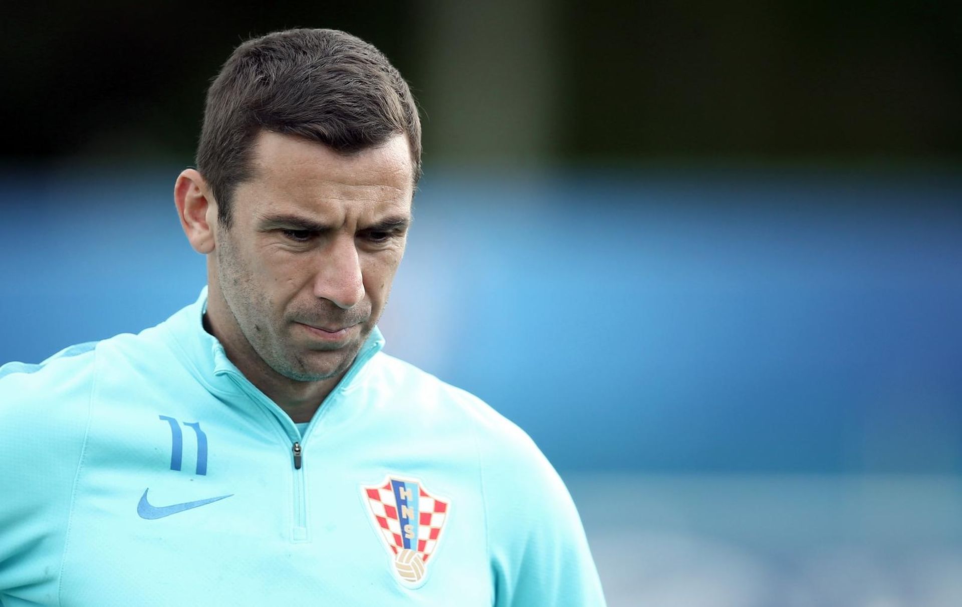 15.06.2016., Deauville, Francuska - Hrvatska nogometna reprezentacija odradila je trening na igralistu Parc de Loisirs prije sutrasnjeg puta u Saint-Etienne na utakmicu protiv Ceske. Darijo Srna.
Photo: Sanjin Strukic/PIXSELL