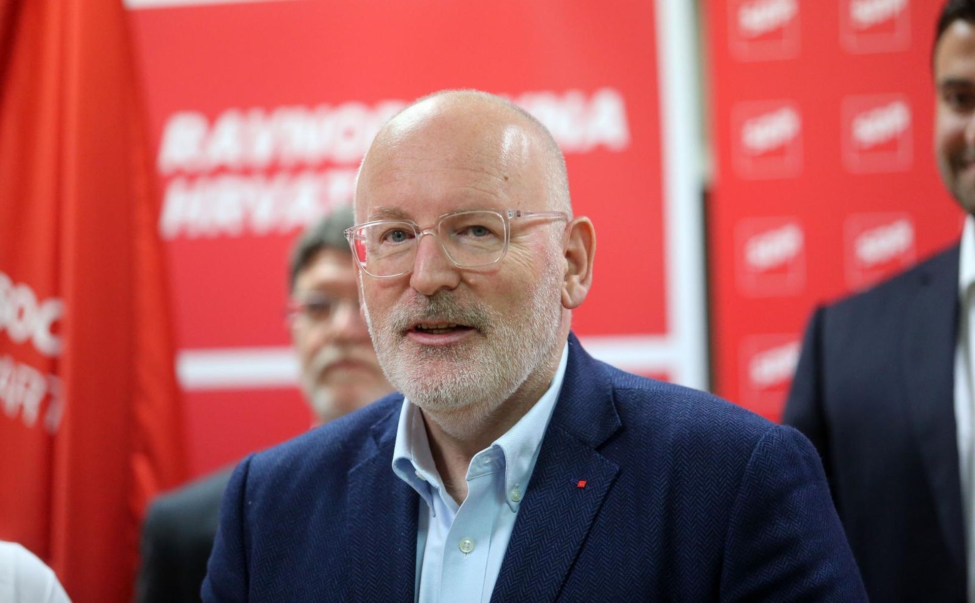 19.05.2019., Rijeka - Predsjednik SDP-a Davor Bernardic, kandidati stranke za Europski parlament i kandidat Stranke europskih socijalista Frans Timmermans, gradonacelnik Rijeke Vojko Obersnel, zupan Zlatko Komadina, kandidati stranke za europarlament Tonino Picula, Biljana Borzan, Romana Jerkovic te saborski zastupnik Zeljko Jovanovic u obilasku grada i kompleksa Bencic. 
Photo:Goran Kovacic/PIXSELL