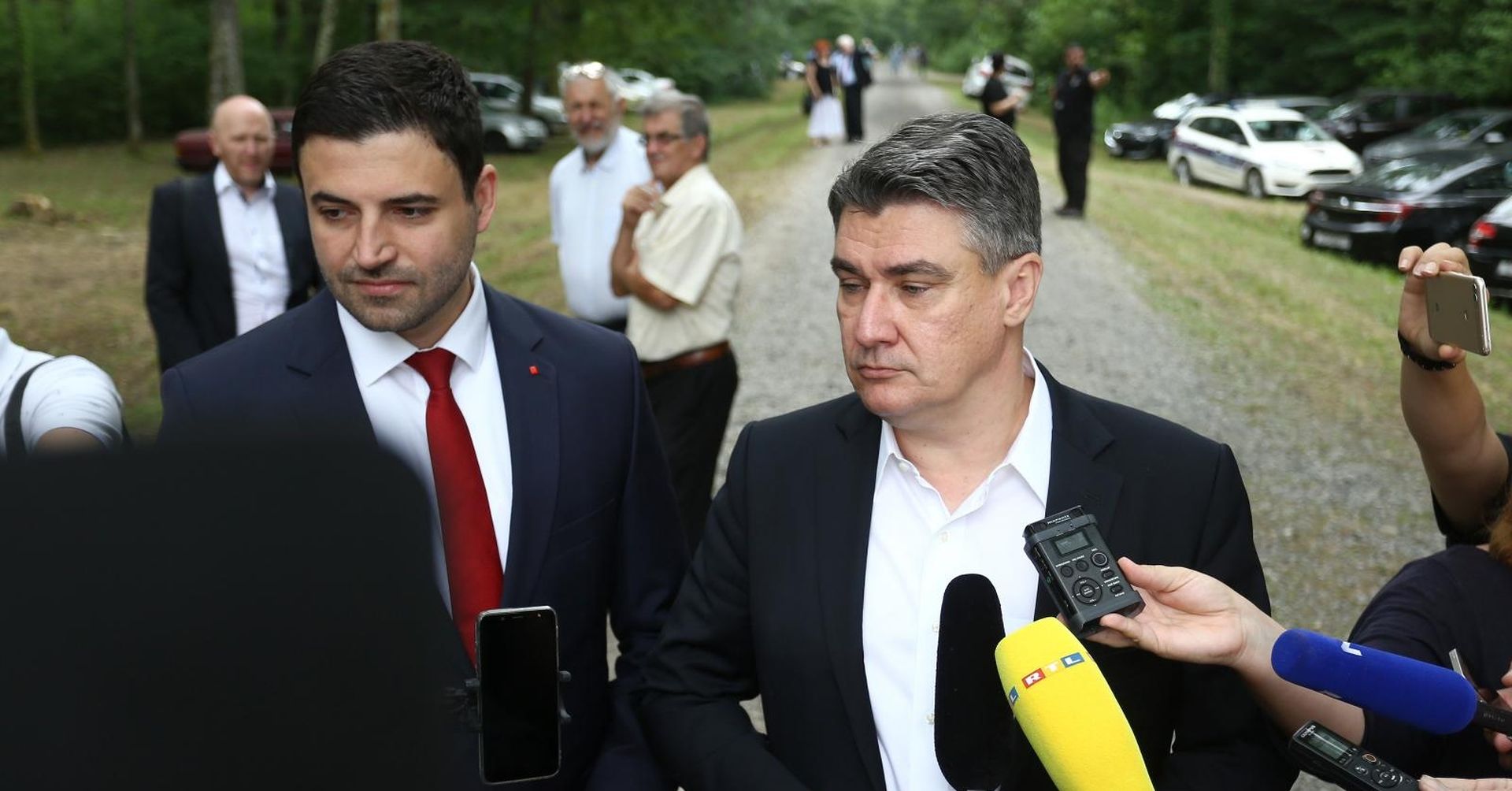 22.06.2019., Sisak - U organizaciji Saveza antifasistickih boraca i antifasista Republike Hrvatske, Sisacko-moslavacke zupanije i Grada Siska, u sumi Brezovica proslavljen je Dan antifasisticke borbe, u znak sjecanja na dan kada je 1941. u sumi Brezovica osnovan Prvi sisacki partizanski odred. Davor Bernardic, Zoran Milanovic Photo: Borna Filic/PIXSELL