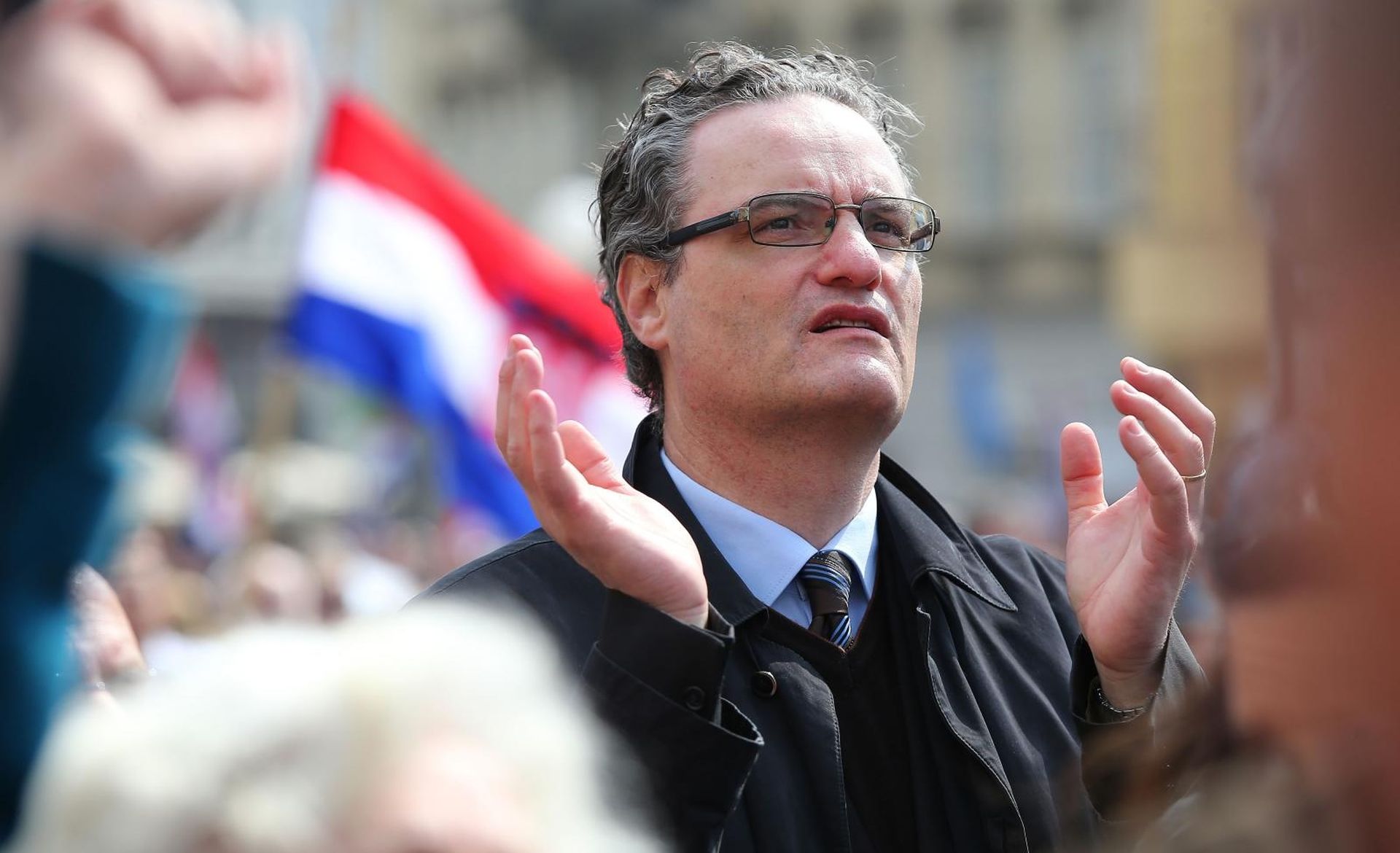 24.03.2018., Zagreb - Gradjanska inicijativa "Hrvatska protiv Istanbulske konvencije" organizirala je prosvjed protiv ratifikacije Istanbulske konvencije. Prosvjednici su se okupili na Trgu zrtava fasizma odakle su krenuli prema Trgu svetog Marka, pred Vladu i Sabor. Vice Batarelo. Photo: Jurica Galoic/PIXSELL