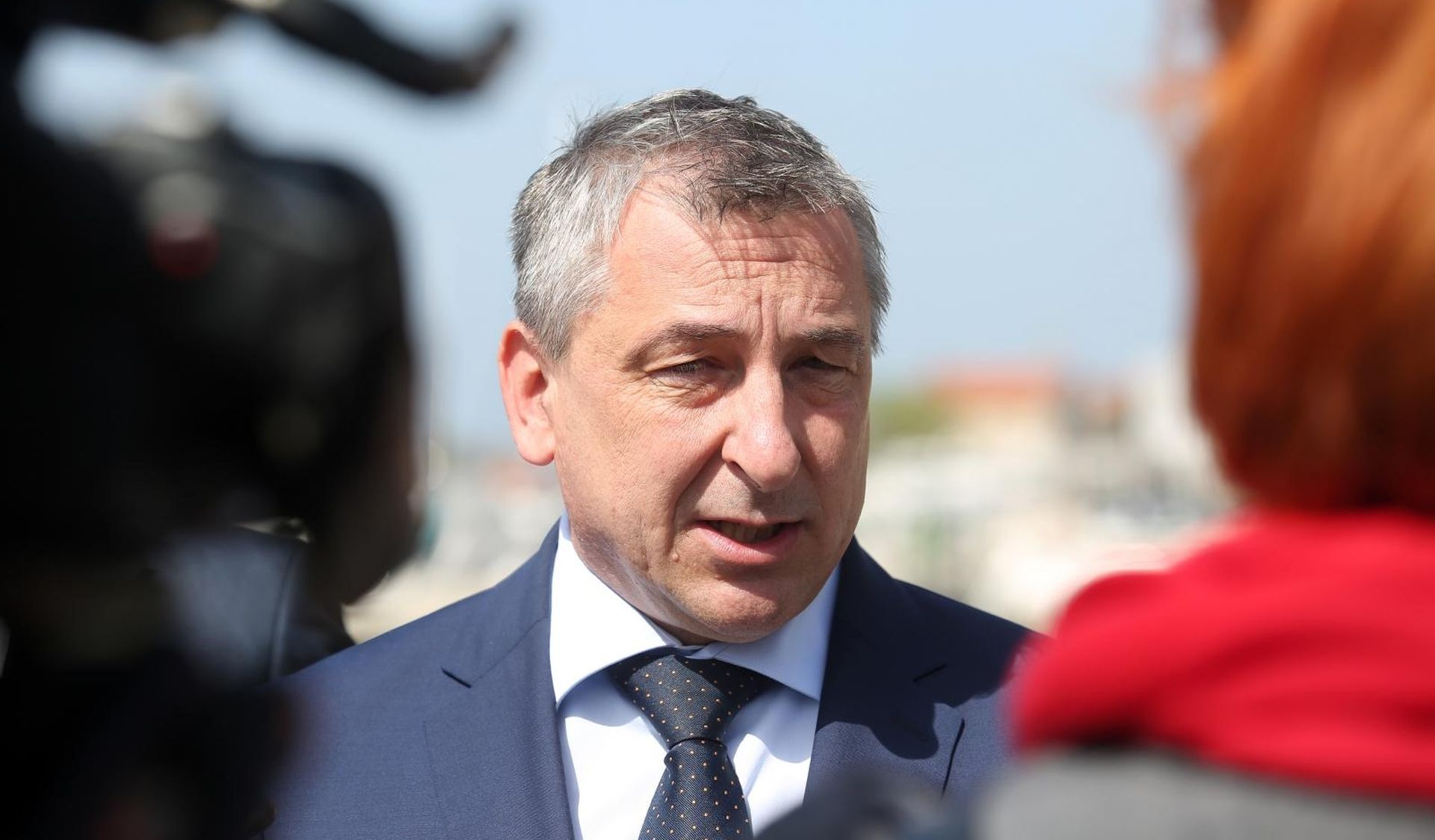 25.04.2019., Pirovac - Potpredsjednik Vlade RH i ministar graditeljstva i prostornoga uredjenja Predrag Stromar dao izjavu za medije uoci svecane sjednice u povodu Dan opcine Pirovac. 
Photo: Dusko Jaramaz/PIXSELL