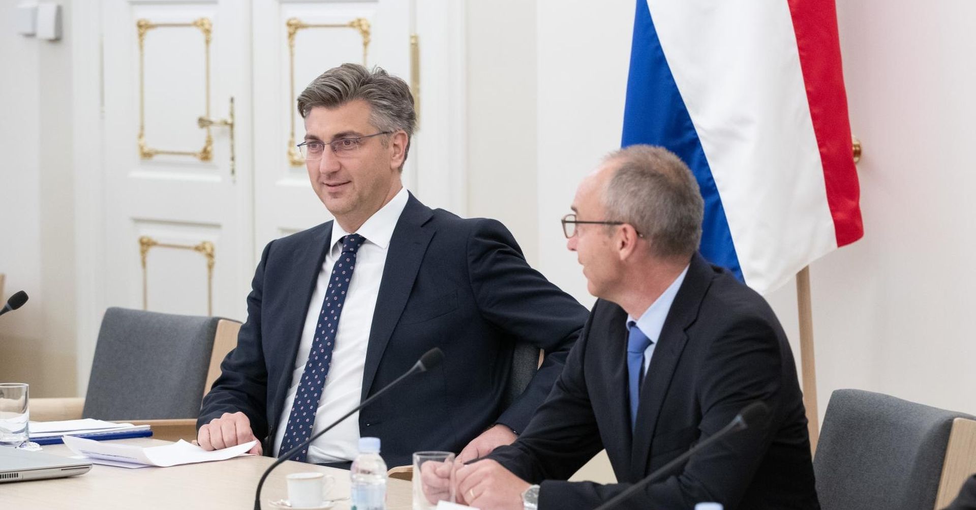 28.06.2019., Zagreb - Banski dvori, 13. sjednica Vijeca za obranu. Predsjednik Vlade RH Andrej Plenkovic, ministar obrane Damir Krsticevic.
Photo: Davor Puklavec/PIXSELL