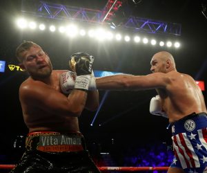 Tyson Fury v Tom Schwarz - Heavyweight Fight Boxing - Tyson Fury v Tom Schwarz - Heavyweight Fight - MGM Grand Arena, Las Vegas, United States - June 15, 2019       Tyson Fury and Tom Schwarz in action  REUTERS/Mike Segar MIKE SEGAR