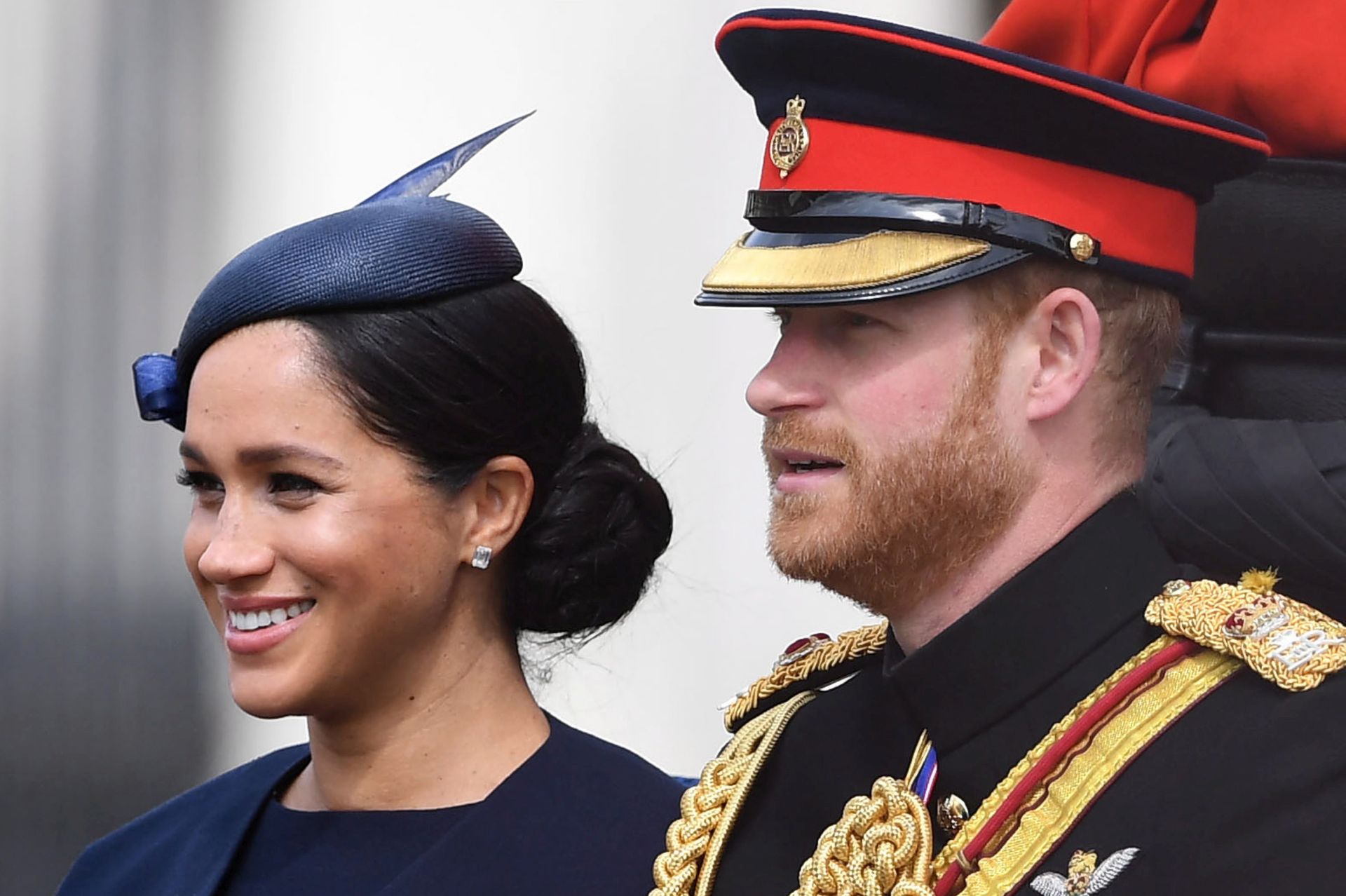 epa07634539 (R-L) Britain's Harry and Meghan, Duke and Duchess of Sussex ride in a carriage during the Trooping of the Colour Queen's birthday parade, in central London, Britain, 08 June 2019. The annual official Queen's birthday parade is more popularly known as Trooping the Colour when the Queen's colour is 'trooped' in front of Her Majesty and all the Royal Colonels.  EPA/NEIL HALL