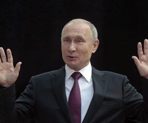 epa07660519 Russian President Vladimir Putin gestures, as he speaks with journalists after his annual live broadcast call-in show in Moscow, Russia, 20 June 2019. During the broadcast President Vladimir Putin directly answered questions from Russia's citizens.  EPA/SERGEI CHIRIKOV
