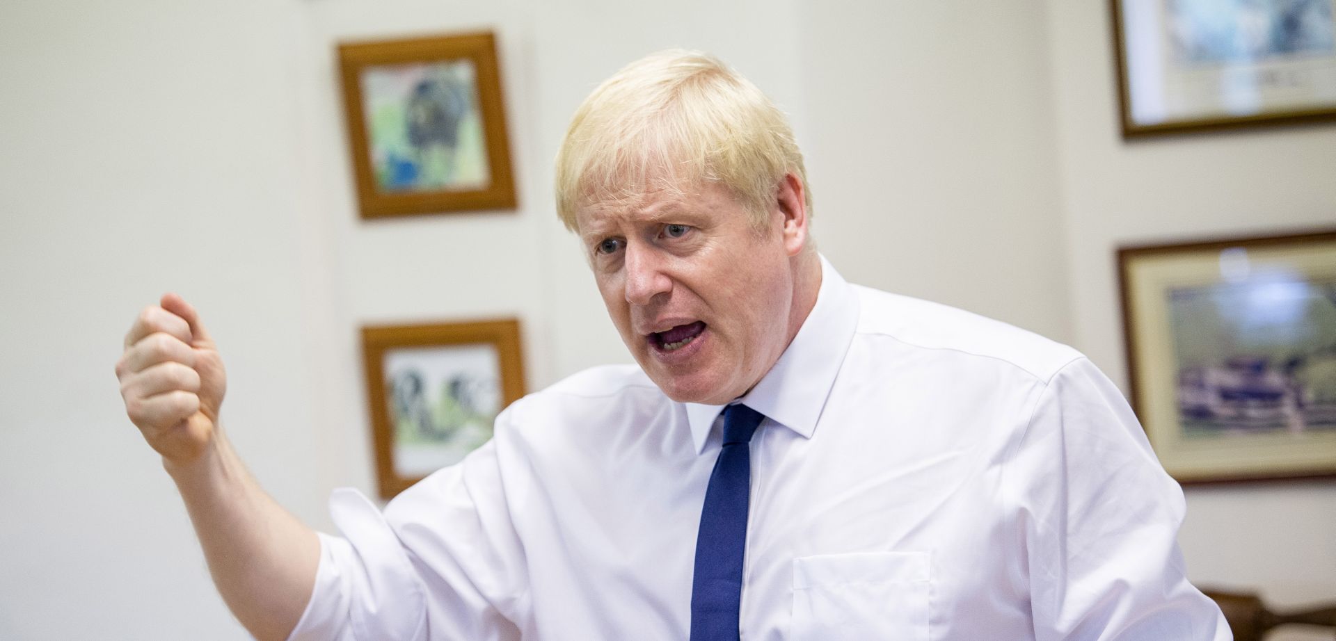 epa07682633 Boris Johnson, leadership candidate for Britain's Conservative Party, speaks at a campaign event in Crooklands, Cumbria, Britain, 29 June 2019. Johnson is one of two Conservative Party candidates along with Jeremy Hunt who are vying to be Britain's next Prime Minister. The winner will be announced on 23 July.  EPA/PETER POWELL / POOL .