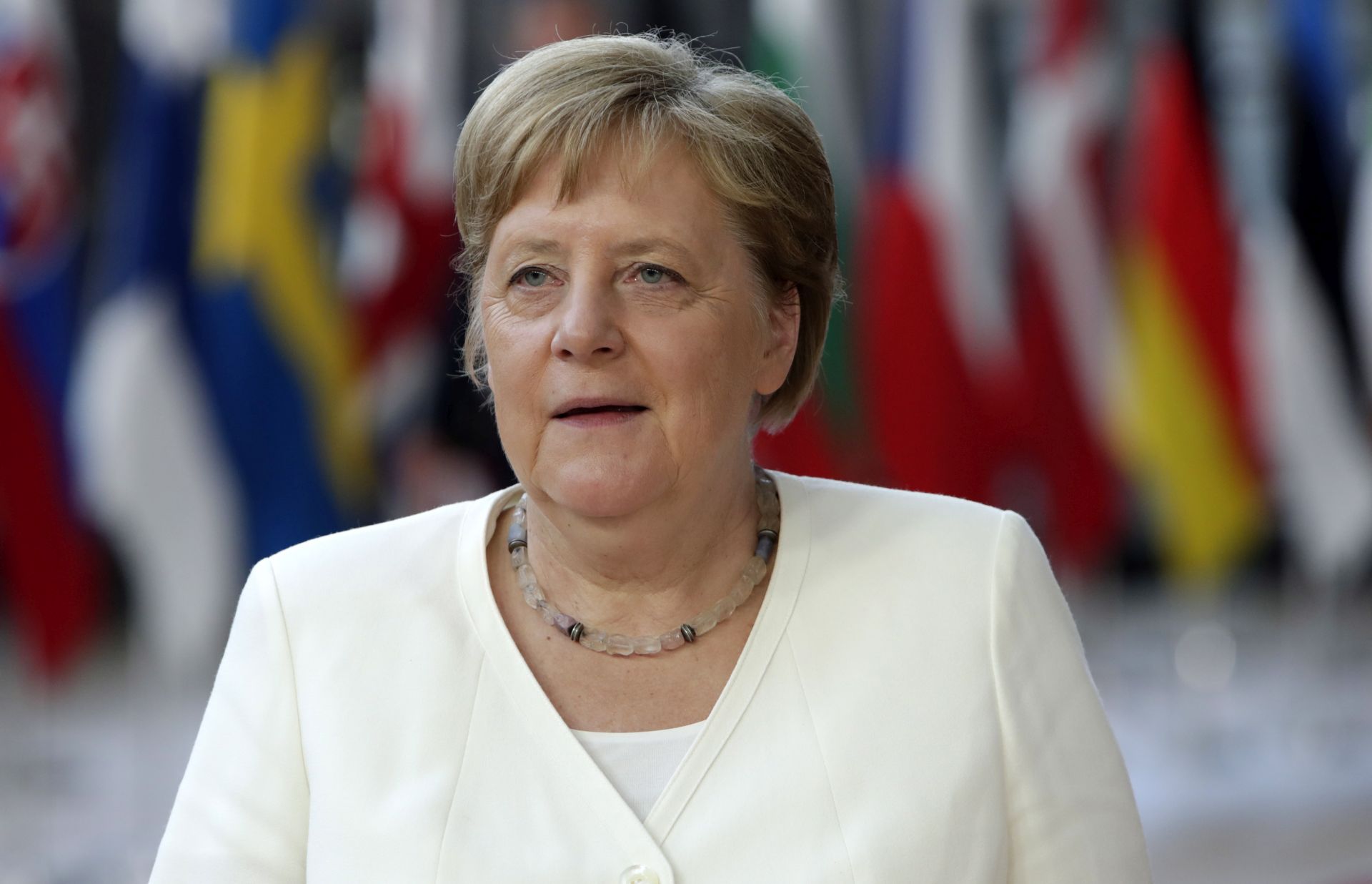 epa07685135 German Chancellor Angela Merkel during arrivals for a Special European Council in Brussels, Belgium, 30 June 2019. Heads of states or governments from EU member states meet to continue discussions on the possible candidates for the heads of EU institutions, namely European Council President, President of the European Commission, High Representative of the Union for Foreign Affairs and Security Policy (Foreign Policy Chief), and President of the European Central Bank.  EPA/ARIS OIKONOMOU