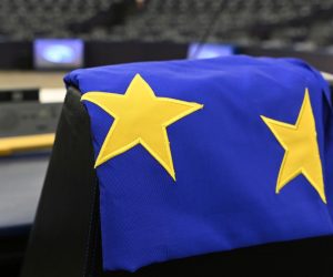 epa07687736 The European flag lies on a chair during the preparationfor the election of the Speaker of Parliament at the European Parliament, in Strasbourg, France, 01 July 2019.  In Brussels, negotiations have been postponed for the succession of the President of Parliament and the President of the European Commission.  EPA/PATRICK SEEGER