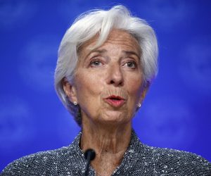 epa07690014 (FILE) - International Monetary Fund Managing Director Christine Lagarde delivers remarks during a press conference on the US economy at the International Monetary Fund headquarters in Washington, DC, USA, 06 June 2019 (reissued 02 July 2019). Reports on 02 July 2019 state French Emmanuel Macron has proposed the current chief of the International Monetary Fund (IMF), Christine Lagarde from France, as head of the European Central Bank (ECB) as European Union leaders continue their discussions in Brussels of how to fill the five important EU posts.  EPA/SHAWN THEW
