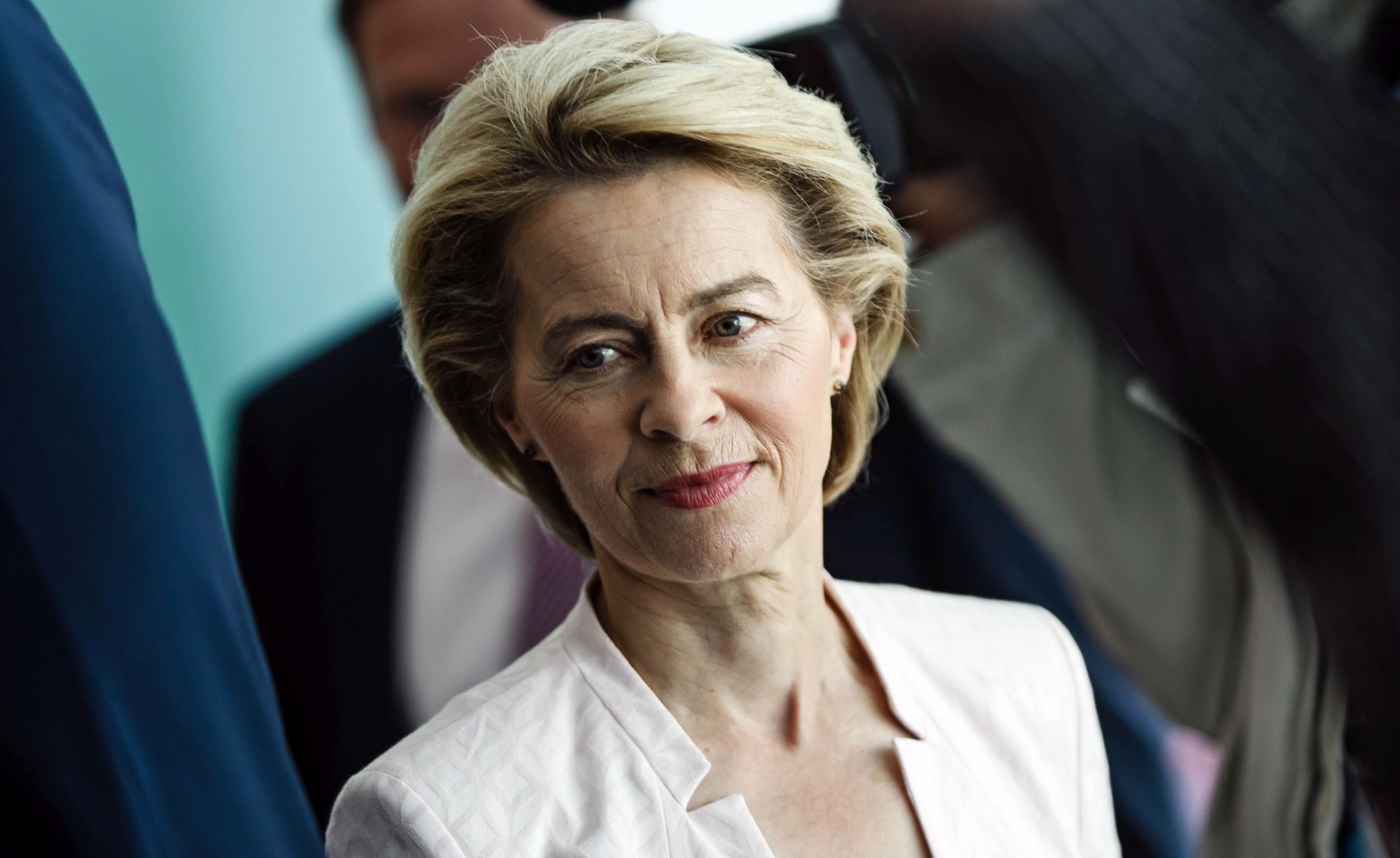 epa07691200 German Defense Minister Ursula von der Leyen prior a cabinet meeting at the Chancellery in Berlin, Germany, 03 July 2019. The previopus day, von der Leyen was surprisingly named as a candidate for the European Commission president.  EPA/CLEMENS BILAN