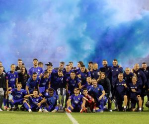 Zagreb, 13.7.2019 - Nogometai zagrebaèkog Dinama pobjednici su Superkupa nakon to su u dvoboju igranom na stadionu Maksimir pred 5.000 gledatelja pobijedili Rijeku sa 1-0.
foto HINA/ Daniel KASAP/ ua