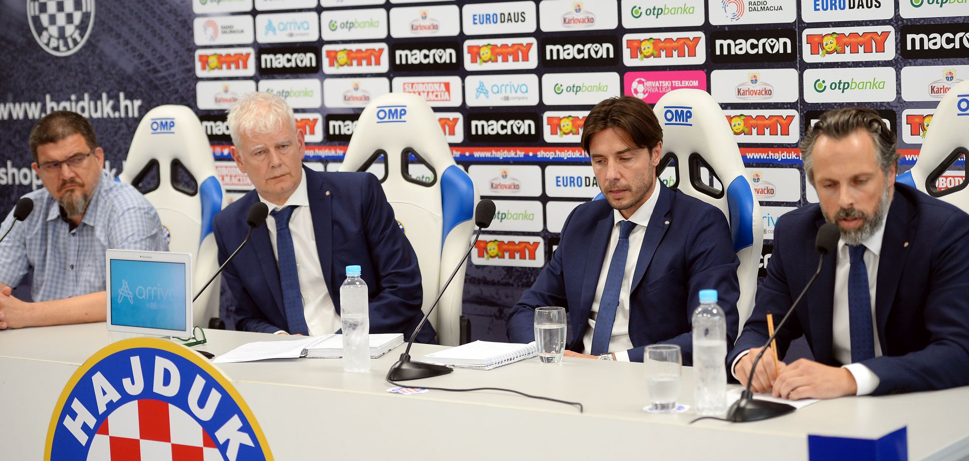 Split, 18.07.2019 - Konferencija za medije Hajduka.                                                     foto HINA/ Mario STRMOTIĆ/ ms