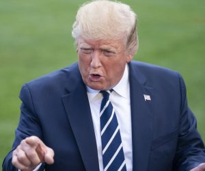 epa07728037 US President Donald J. Trump departs the White House for a weekend at his resort in Bedminster, New Jersey in Washington, DC, USA, 19 July 2019. The president also answered questions about a British oil tanker captured by Iranians in the Strait of Hormuz.  EPA/JIM LO SCALZO