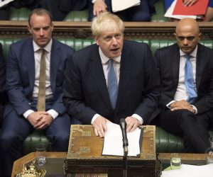 epa07740070 A handout photo made available by the UK Parliament shows British Prime Minister Boris Johnson making his first address to Parliament as Prime Minister at the House of Commons in central London, Britain, 25 July 2019.  EPA/JESSICA TAYLOR / UK PARLIAMENT / HANDOUT MANDATORY CREDIT: UK PARLIAMENT / JESSICA TAYLOR HANDOUT EDITORIAL USE ONLY/NO SALES