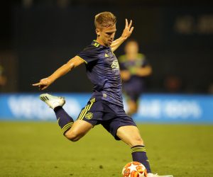 Zagreb, 30.07.2019 - Uzvratna utakmica 2. pretkola nogometne Lige prvaka Dinamo - Saburtalo. Na fotografiji Dani Olmo. Foto HINA/ Daniel KASAP/ dkas