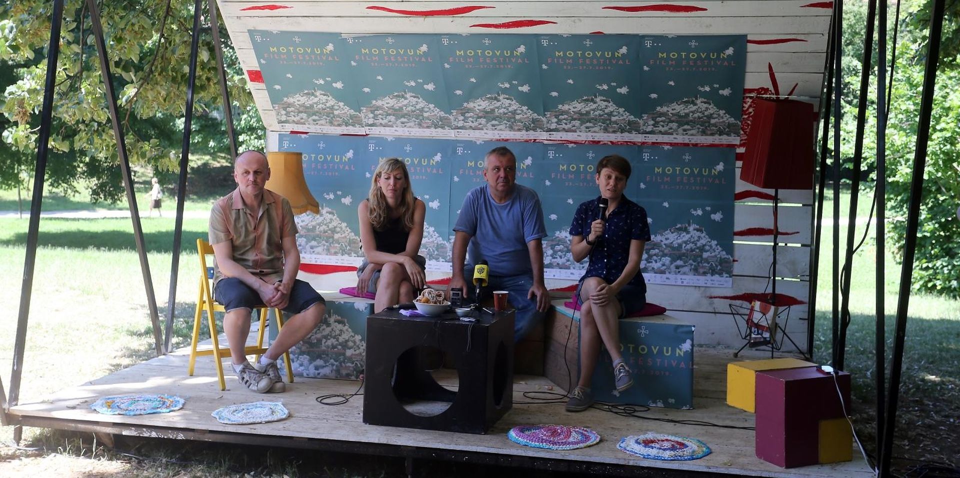 01.07.2019., Zagreb - Art park, predstavljanje ovogodisnjeg Motovun film festivala. Igor Mirkovic, Milena Zajovic, Inja Korac. 
Photo: Dalibor Urukalovic/PIXSELL