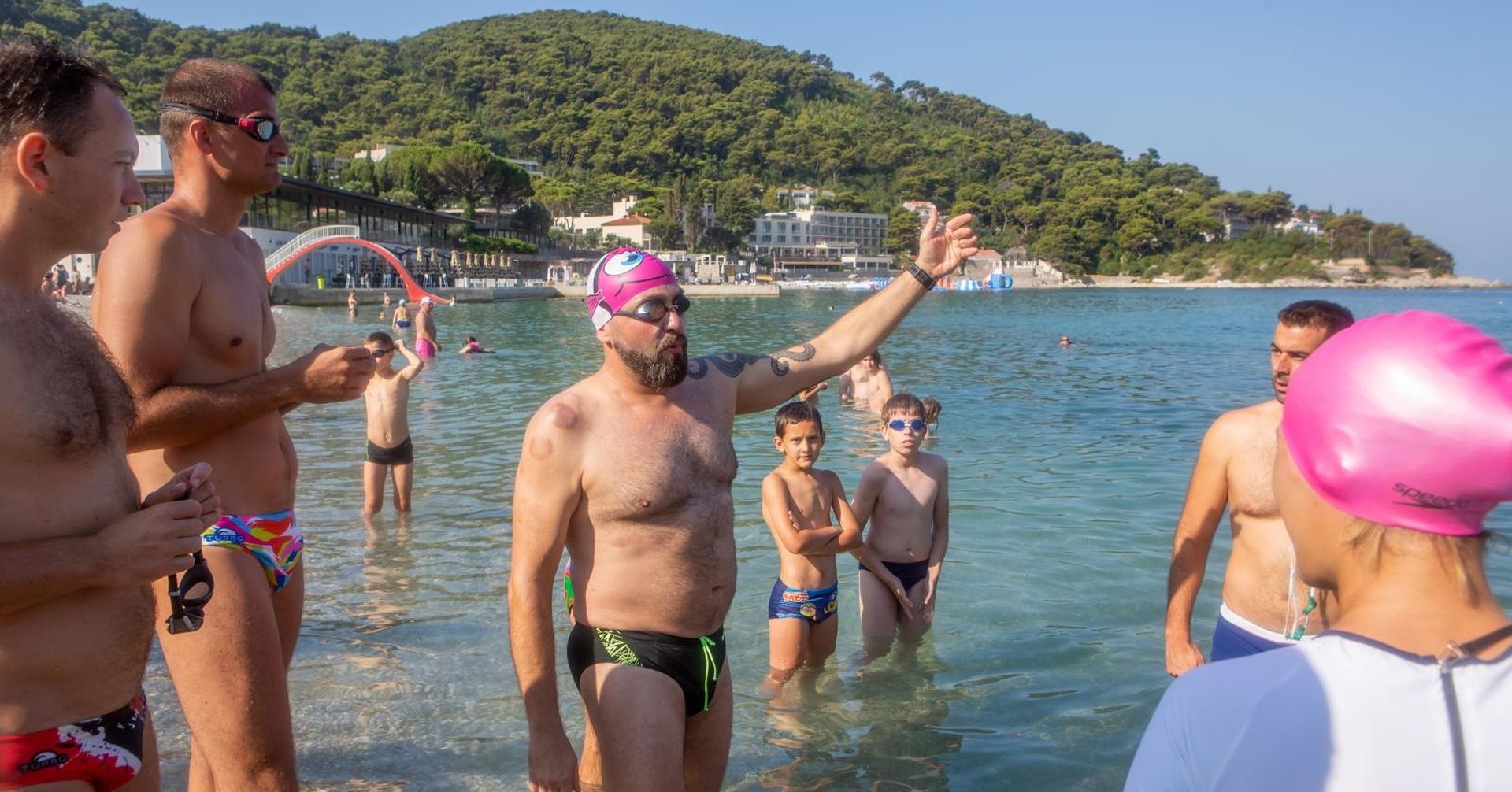 06.07.2019., Sunset beach, Dubrovnik - Projekt Domagoja Jakopovica Ribafisha RokOtok - humanitarno plivanje od Dubrovnika do Ciova. 
Photo: Grgo Jelavic/PIXSELL