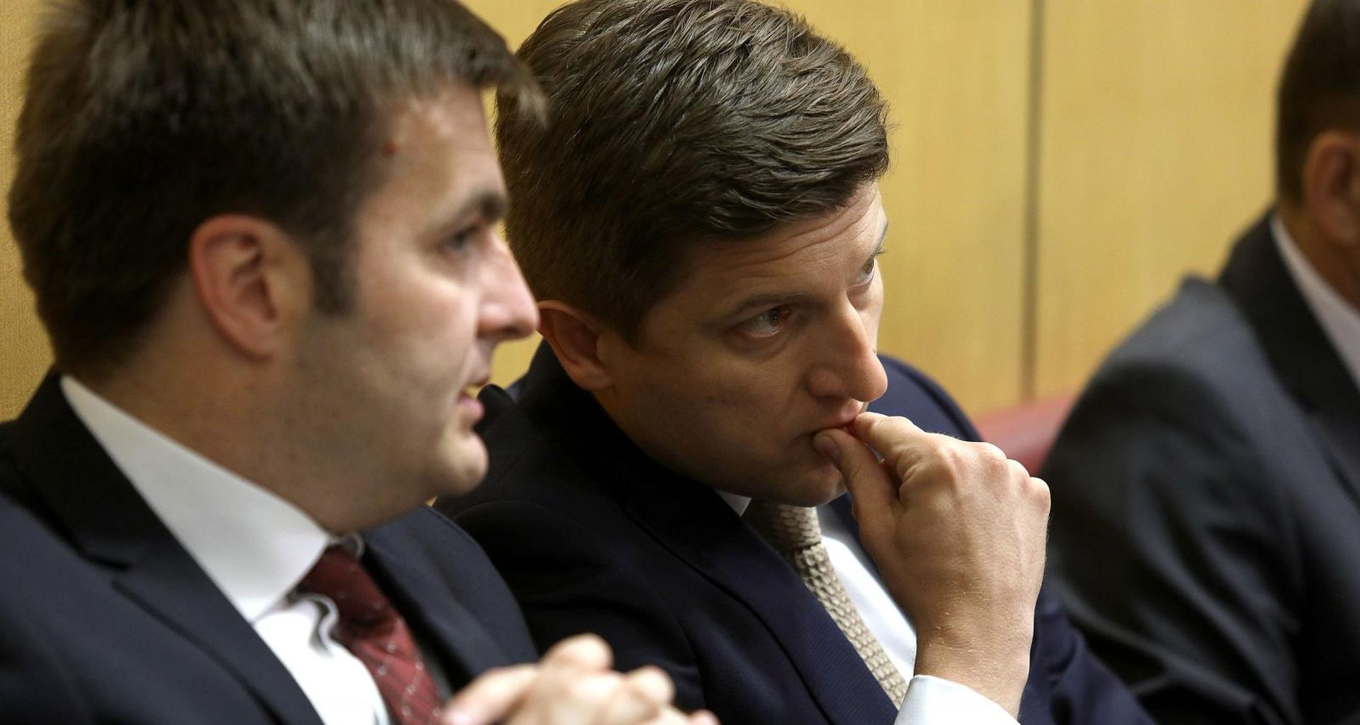 07.06.2017., Zagreb - U sjeni neuspjelih pregovora HDZ-a i HNS-a oko rekonstrukcije Vlade, Hrvatski sabor danas je aktualnim prijepodnevnom zapoceo 4. sjednicu. Tomislav Coric, Zdravko Maric. 
Photo: Patrik Macek/PIXSELL